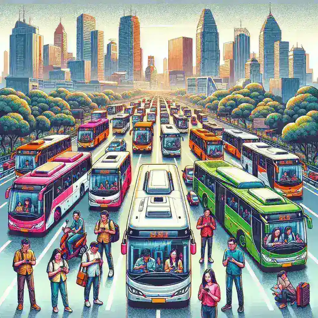 "TransJakarta bus equipped with free Wi-Fi service for passengers, enhancing public transportation experience in Jakarta."