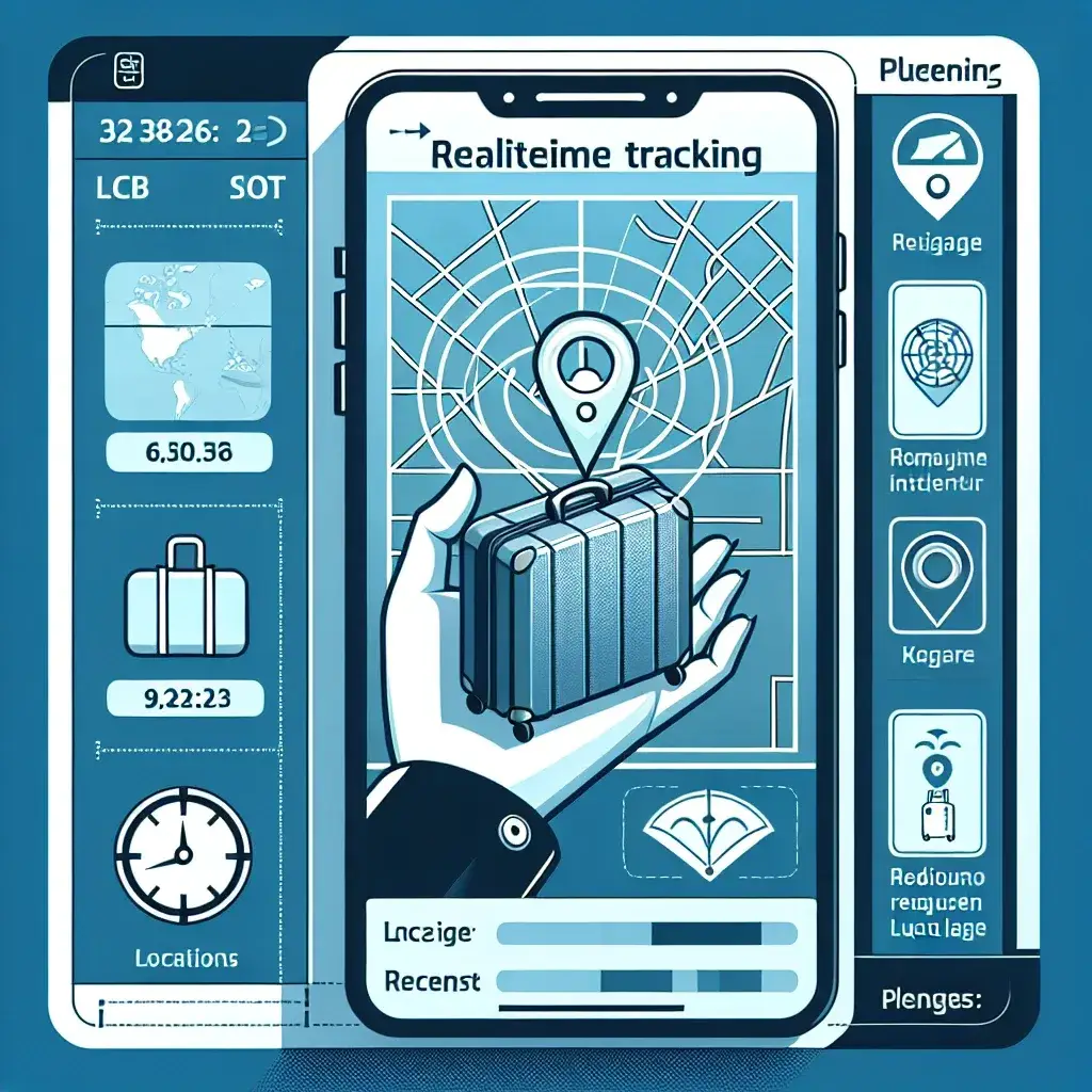 "Grafik menunjukkan sistem pelacakan bagasi real-time menggunakan teknologi RFID pada KAI App, memperlihatkan inovasi dan efisiensi dalam manajemen bagasi."