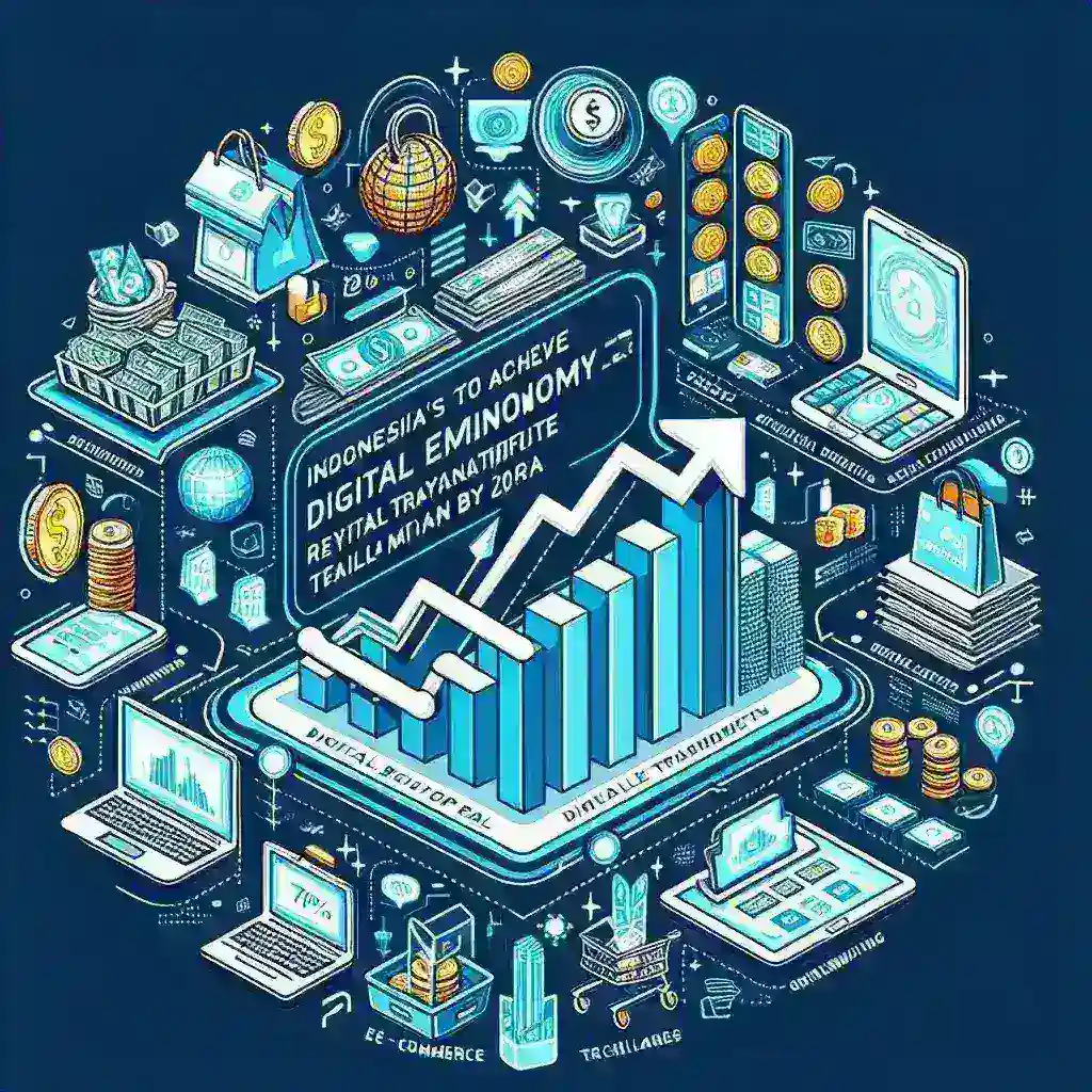 "Indonesia's digital economy transformation: infographic showcasing the target of 70% digital retail transactions by 2028, highlighting growth trends and statistics in e-commerce."